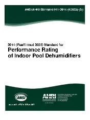 AHRI Standard 911-2014 (SI) R2023 - Performance Rating of Indoor Pool Dehumidifiers