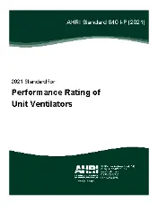 AHRI Standard 840-2021 R2021 - Performance Rating of Unit Ventilators