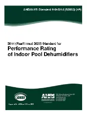 AHRI Standard 910-2014 (I-P) R2023 - Performance Rating of Indoor Pool Dehumidifiers