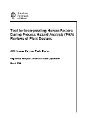 API Tool for Incorporating Human Factors During Process Hazard Analysis (PHA) Reviews of Plant Designs 2004