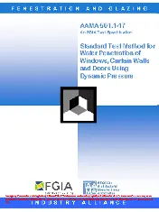 AAMA 501.1-17 Standard Test Method for Water Penetration of Windows, Curtain Walls and Doors Using Dynamic Pressure