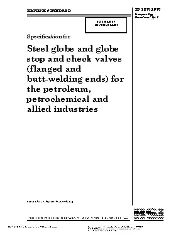 BS 1873:1975 Specification for Steel globe and globe stop and check valves (flanged and butt-welding ends) for the petroleum, petrochemical and allied industries